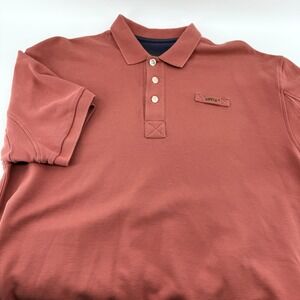 Orvis Mens Large Burnt Orange Cotton Pique Short Sleeve Polo Shirt 2HCJ Fly Logo